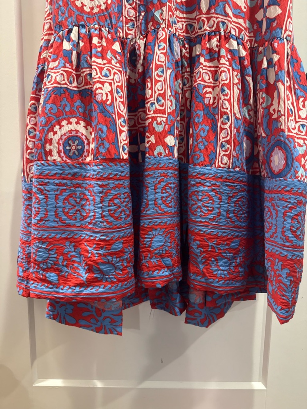 NWT Anthropologie Boho Red/ Blue Motif Midi Shirt Dress Size M - Picture 4 of 16